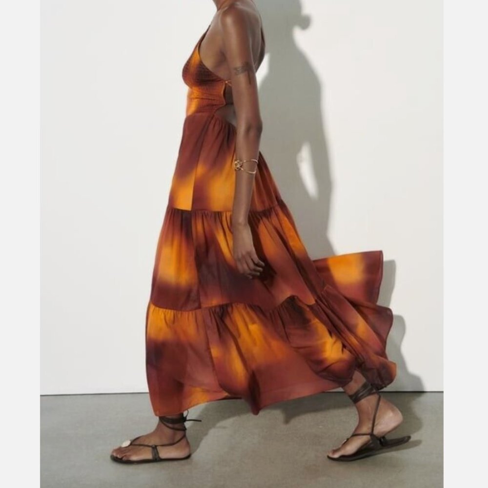Zara tie dye maxi halter dress